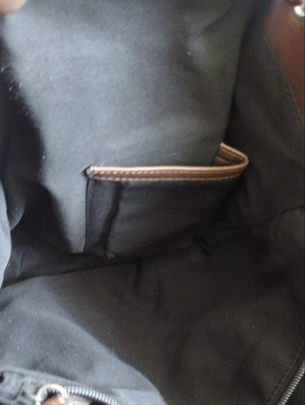 Wilsons Leather Vintage Black Canvas & Brown Leather Bucket Bag - Picture 13 of 13